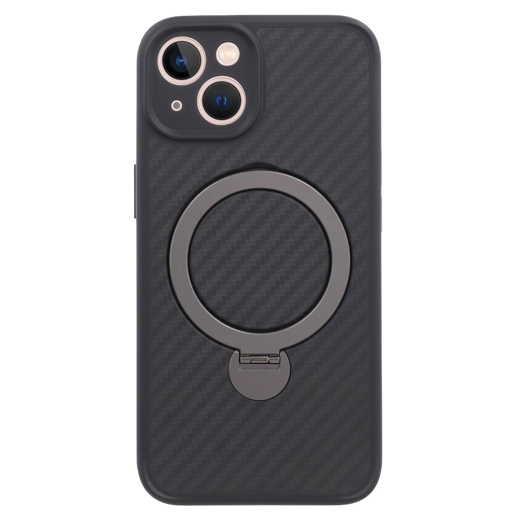 

For iPhone 14 Case Compatible with MagSafe Kickstand TPU+PC Phone Cover Carbon Fiber Texture A