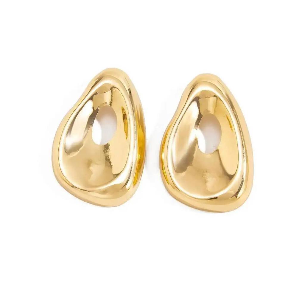 IngeSight.Z Exaggerated Irregular Teardrop Shape Metal Stud Earring for Women Creative Hollowout Piercing Ear Accessory Jewelry