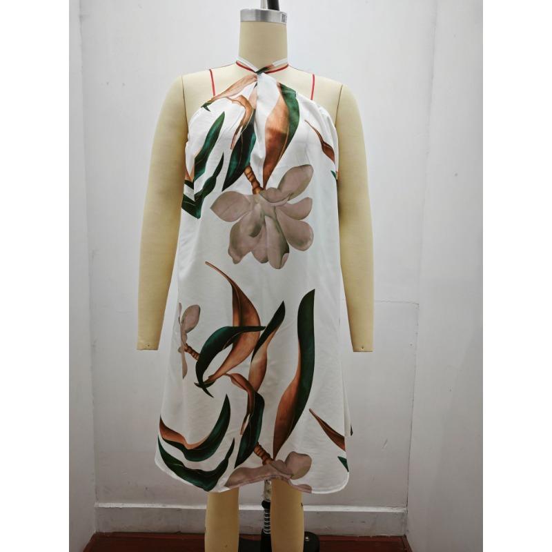 Letní volné dámské šaty s potiskem bez ramínek