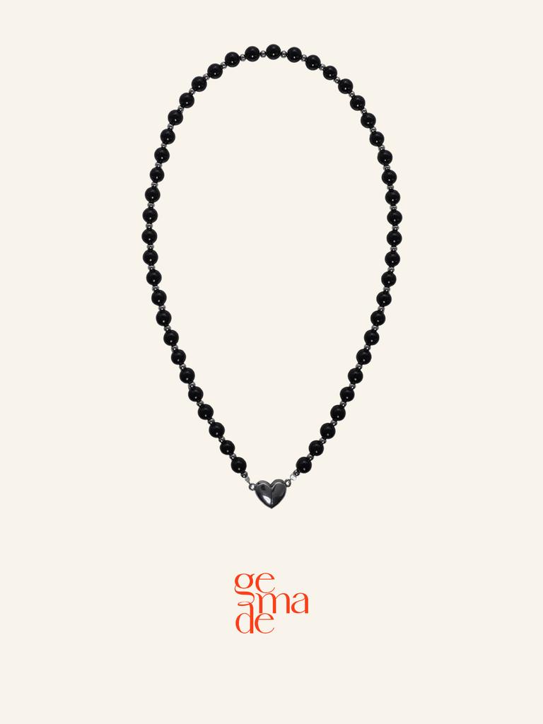 Gemade Heart Flutter Necklace Black #N069