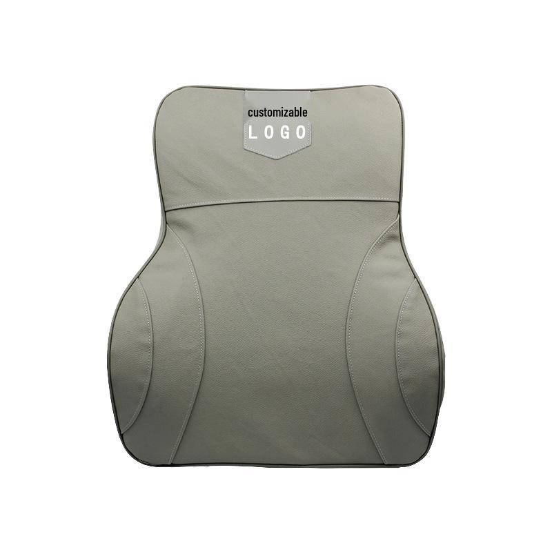 Customizable Mazda Leather Lumbar Support & Neck Pillow Set for Cars—Memory Foam, Cowhide, with Option to Add Logo