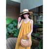 [Original Fabric] Yellow Tassel Suspender Dress for Women's Summer High-end Feeling Super Good-looking Seaside Vacation Dress