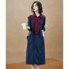 D.F.DEAR Women's Denim Long Sleeve Midi Dress