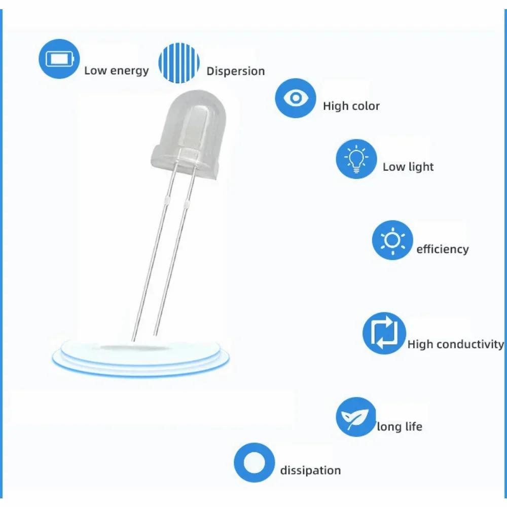 10 STÜCKE LED Diode 8mm 10mm Mehrfarbig RGB Schnell Blinkende LED Leuchtdioden Transparent Rund Blinklampen