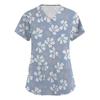 Women's Fashion Printed  Short Sleeve Care Workwear With Double Pockets Top