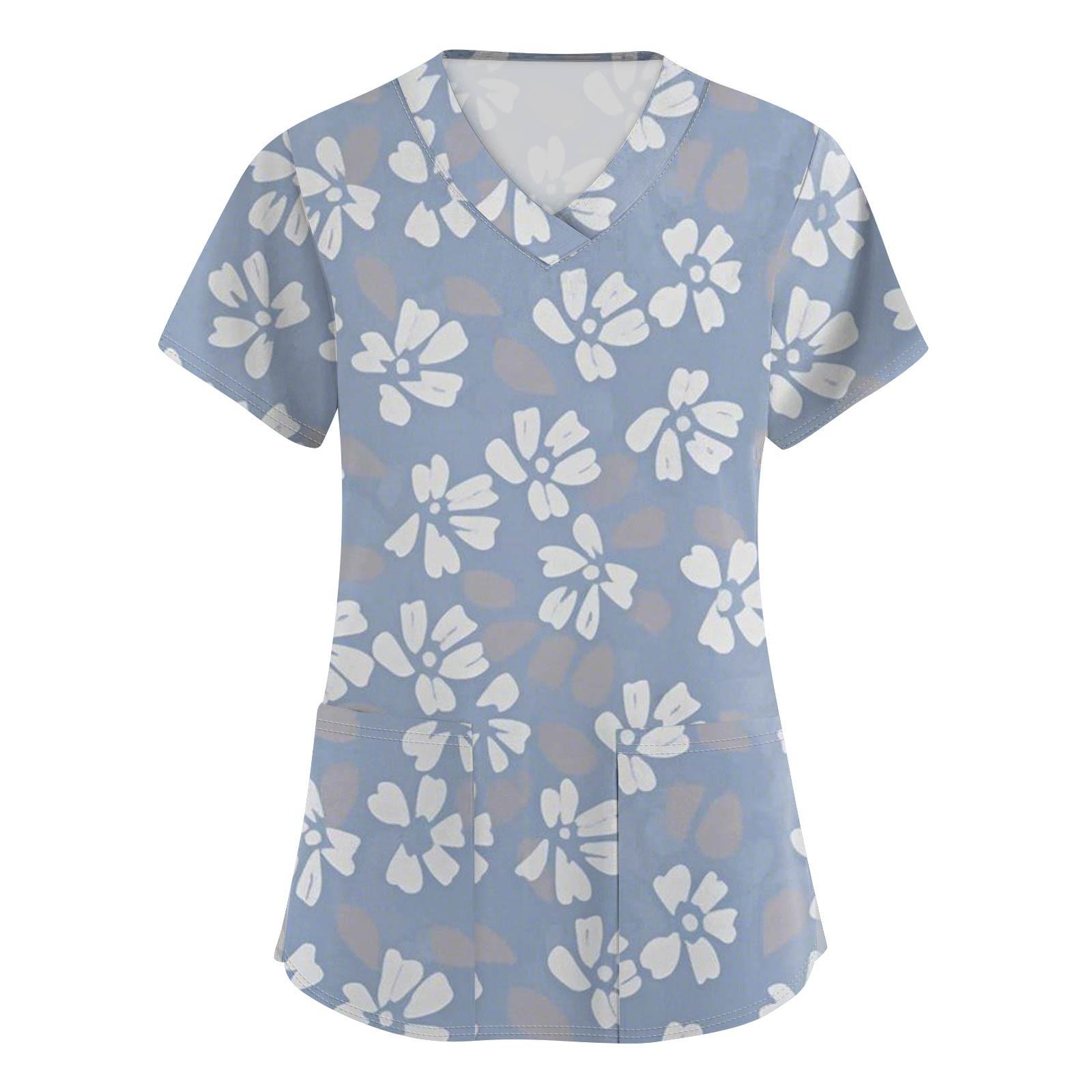 

Женская модная рабочая одежда с короткими рукавами с принтом и верхом с двойными карманами XXXXL