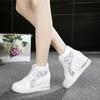 Women's Leather High-heeled Shoes Wedge Platform Sports Shoes Rubber Cloth Shoes Height Silver