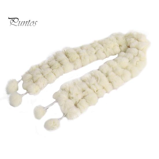 Wool Pom-Pom Scarf Women Thickened Winter Scarf Imitation Rabbit Fur Comfortable Knit Winter Scarf Neckwear