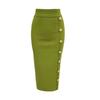 Button Up High Waisted Slim Fit Skirt Button High Waist Figure Flattering Sheath Skirt