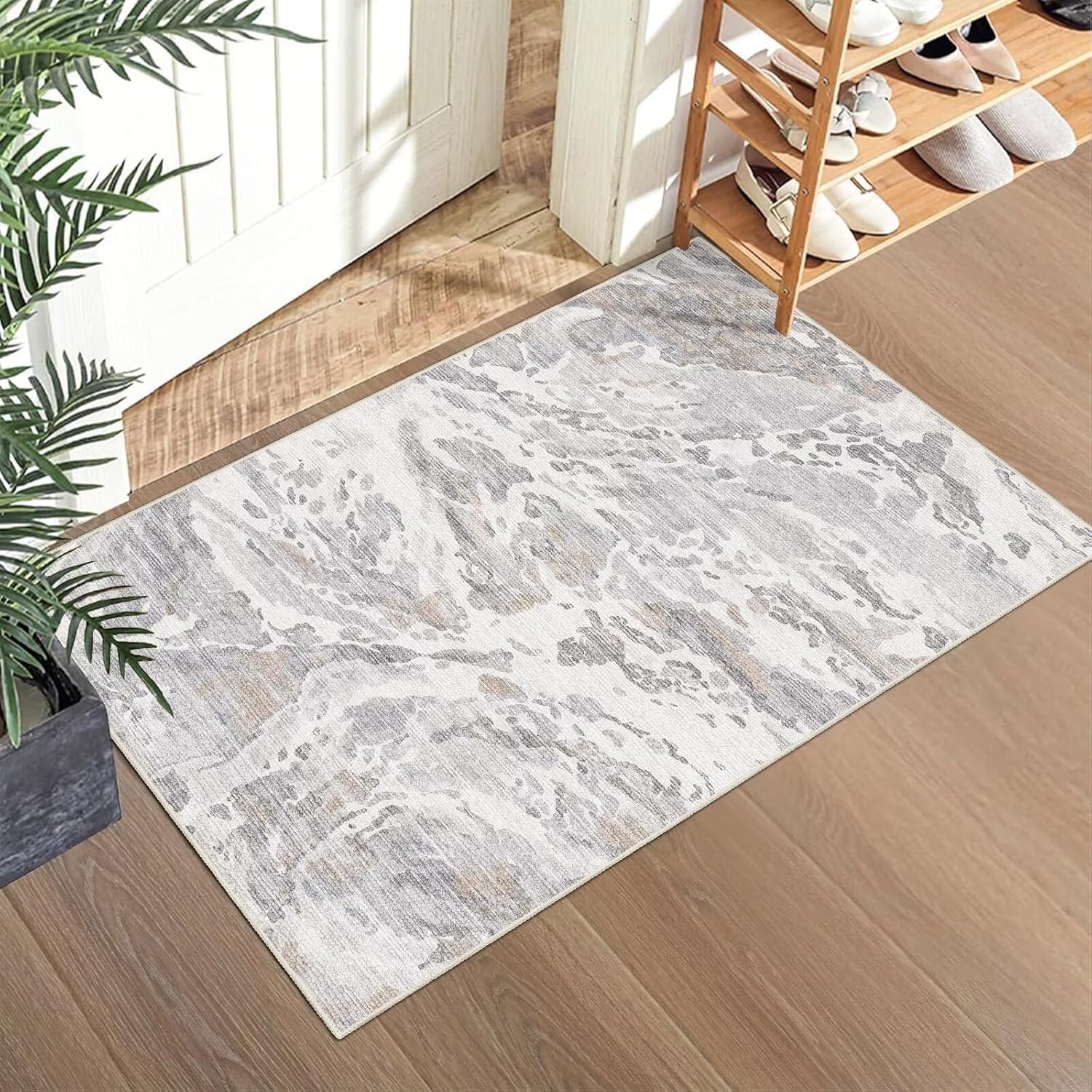 

Abstract Geometric Rug Mottled Antique Textured Carpet Retro Style Living Room Kitchen Entrance Shoe Changing Non Slip Foot Mat 40X60CM