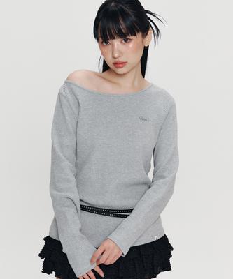 KIRSH Waffle Boat Neck Long Sleeve [Melange Gray]