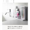 Yamazaki Tower Toothbrush and Tube Stand, White, Approx. W22.2 X D6 X H21.2cm, Tower Toothbrush Holder, Stores Toothpaste and All Your Needs, Product