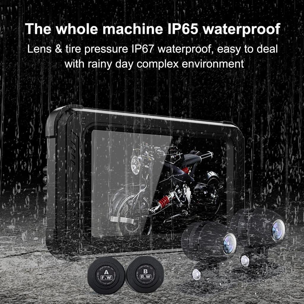 3-In-1 Motorbike Device: Dashcam+GPS Navigator+Wireless CarPlay, Supports Android Auto, Siri & Google Voice Assistant