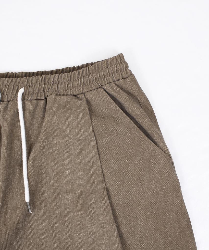 CAMEL WORK Wide Cotton Parachute Pants (Pigment Brown)