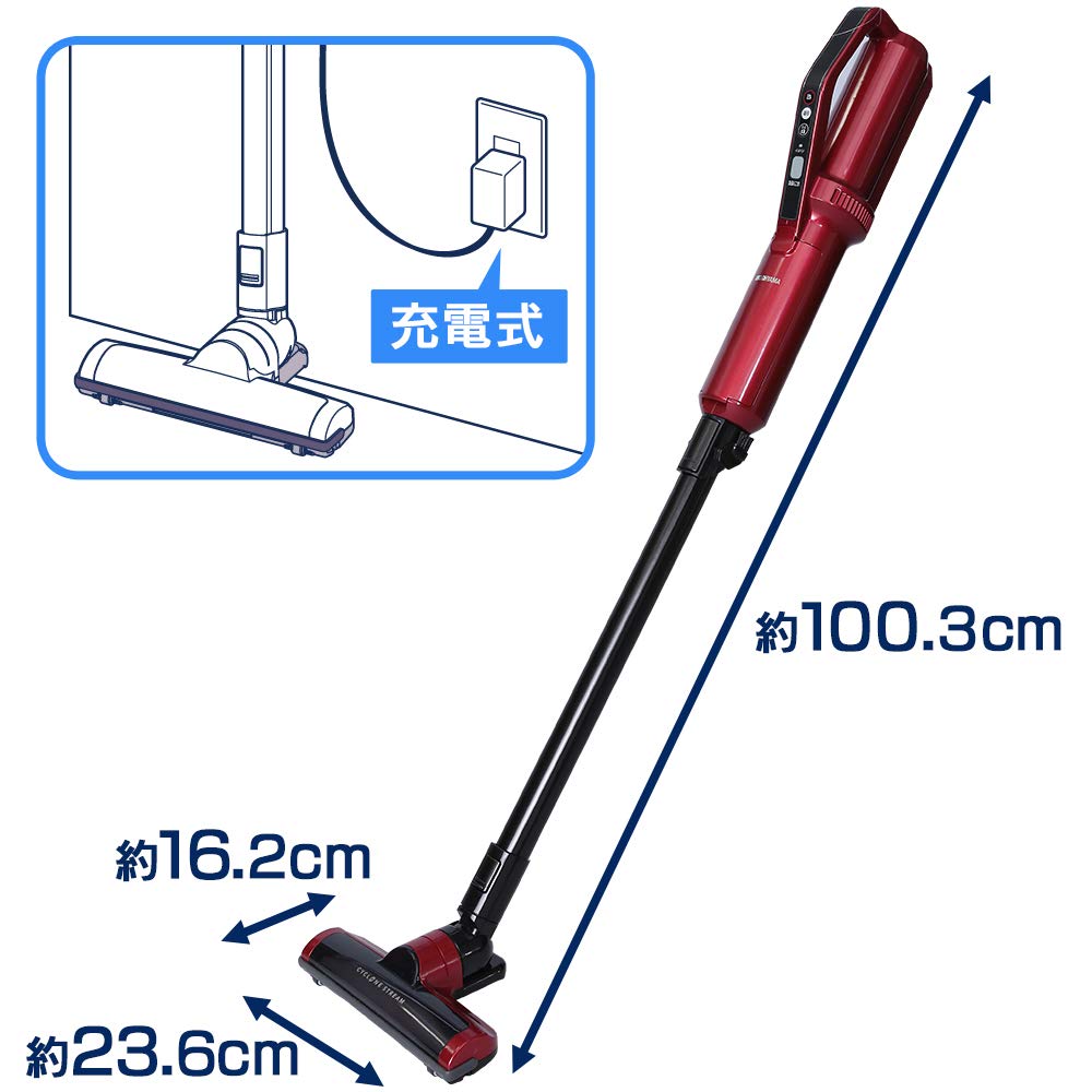 Iris Ohyama Ultra-Thin Lightweight Stick Vacuum Cleaner, Cordless, with Stand, KIC-SLDC4