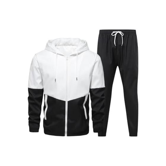 [Butrends] Jersey Top and Bottom Men s 2-Piece Set Setup Jacket Lightweight Unique Windproof Running Wear Parka Sweatshirt Top and Bottom Set