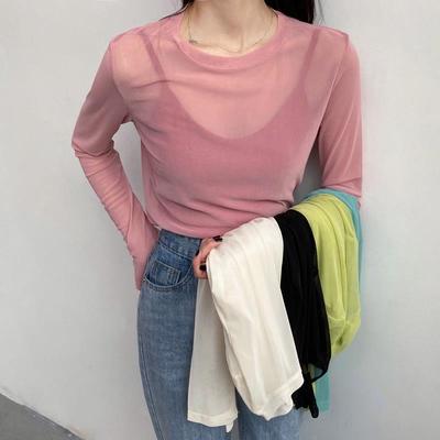 Chemise à manches longues en maille style Hyuna pour femme, T-shirt couche de base en soie glacée pour l'été 2023