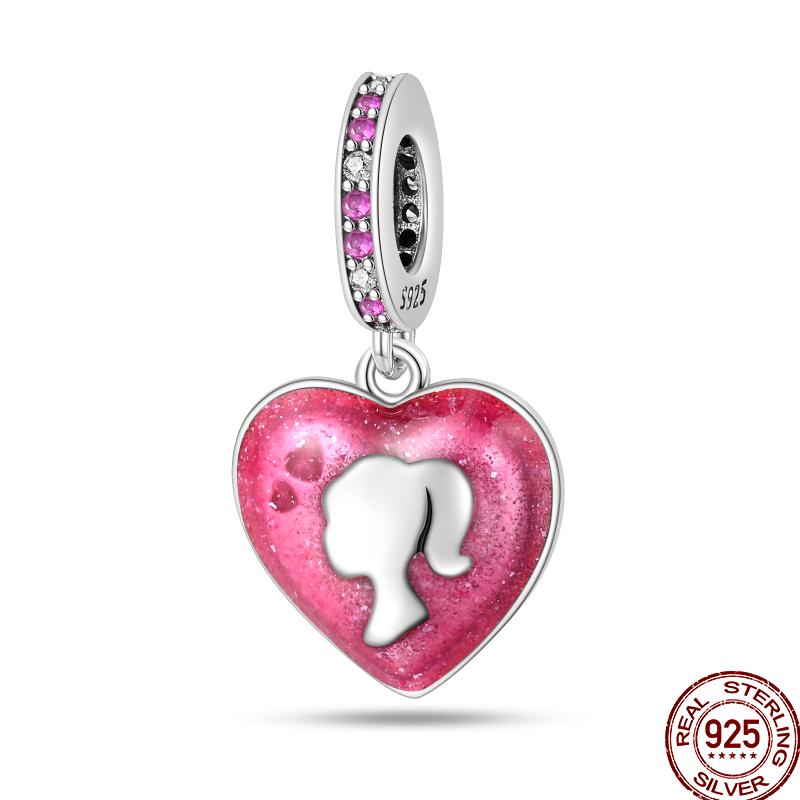 925 Silver Romantic Princess Pink Dress Lipstick Dancing Shoes Charm Beads For 3MM 925 Original Bracelet Jewelry