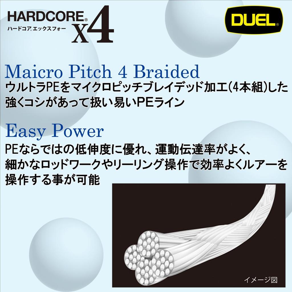 DUEL HARDCORE X4 PE Fishing Line High Milky (High Strength, Sensitivity) #1.2, 150m, Green, H3276-MG