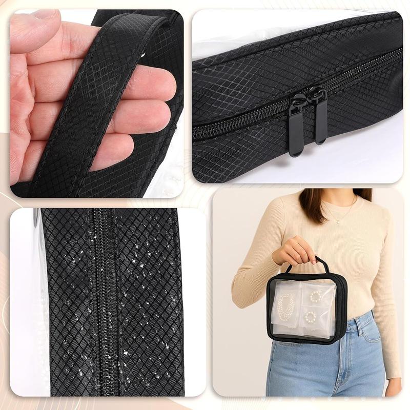 Travel Jewelry Organizer Bag Transparent Zippered Velvet Pouch Earring Ring Necklace Storage Case with Detachable Pages