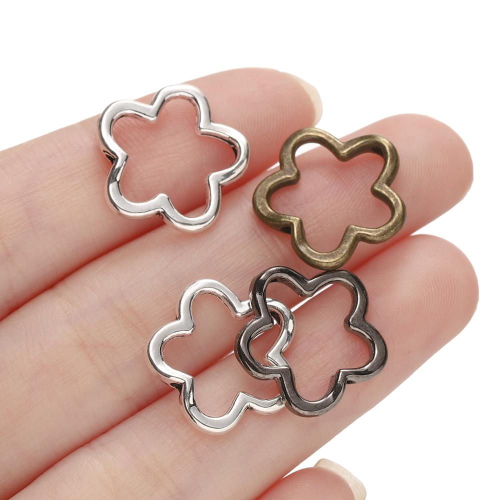 10pcs/lot 15x15mm Cute Hollow Flower Charms Connector Pendant Fit DIY Handmade Metal Alloy Jewelry Making Supplies