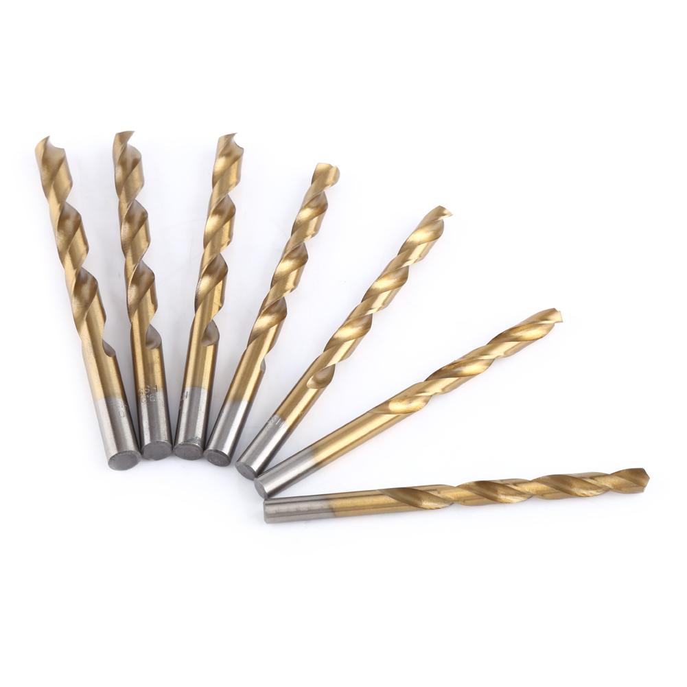 19pcs High Speed Steel Titanium Coated Twist Drill Bit Set 110mm Straight Shank