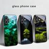 Forest Stream Pattern For iPhone 17 Air 16 E 15 Plus 14 Pro Max 13 12 Mini 11 5 6 7 8 Plus XR XS Max SE Black Glass Phone Case