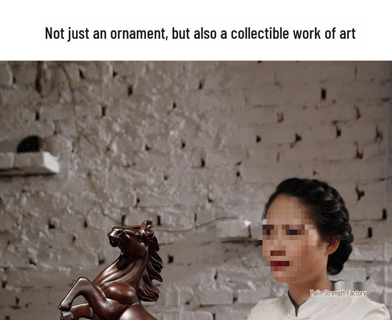 Ebony Wood Horse Carving: Solid Wood Ornament for Success - Handcrafted Home & TV Cabinet Decoration, Opening Gift