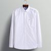 Men's Solid Oxford Long Sleeve Dress Shirts Patch Chest Pocket Regular Fit Spring Fall Smart Casual Button Down Shirts