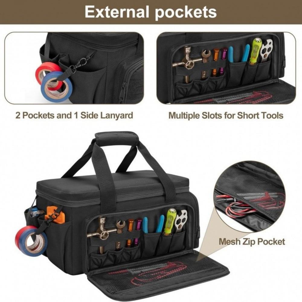 Black Hand Tool Bag Men Work Handbag Multifunctional Tool Storage Bag