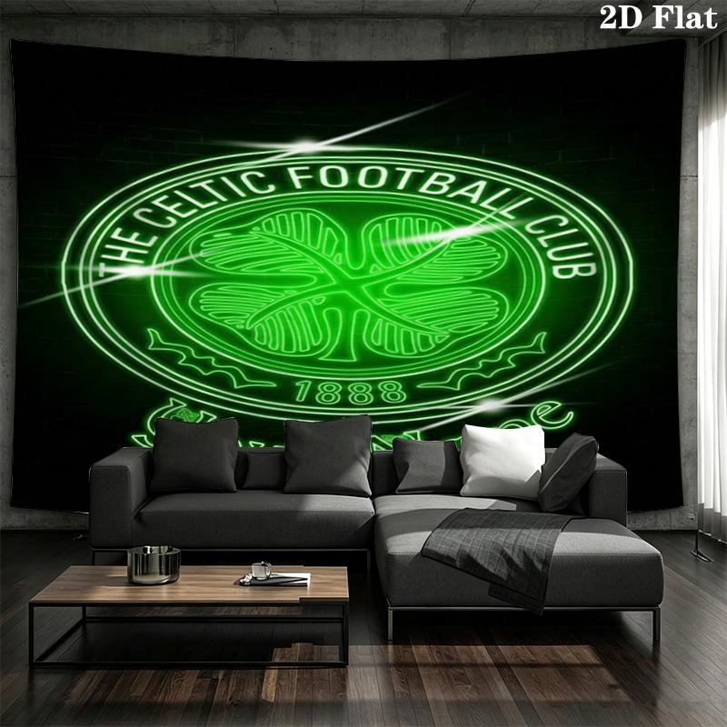 Celtic Fc Crest Custom Name Wall Tapestry Aesthetic Wall Hanging Printed Fabric Blanket Decorative Tapestries For Bedroom Living Room Home Decor