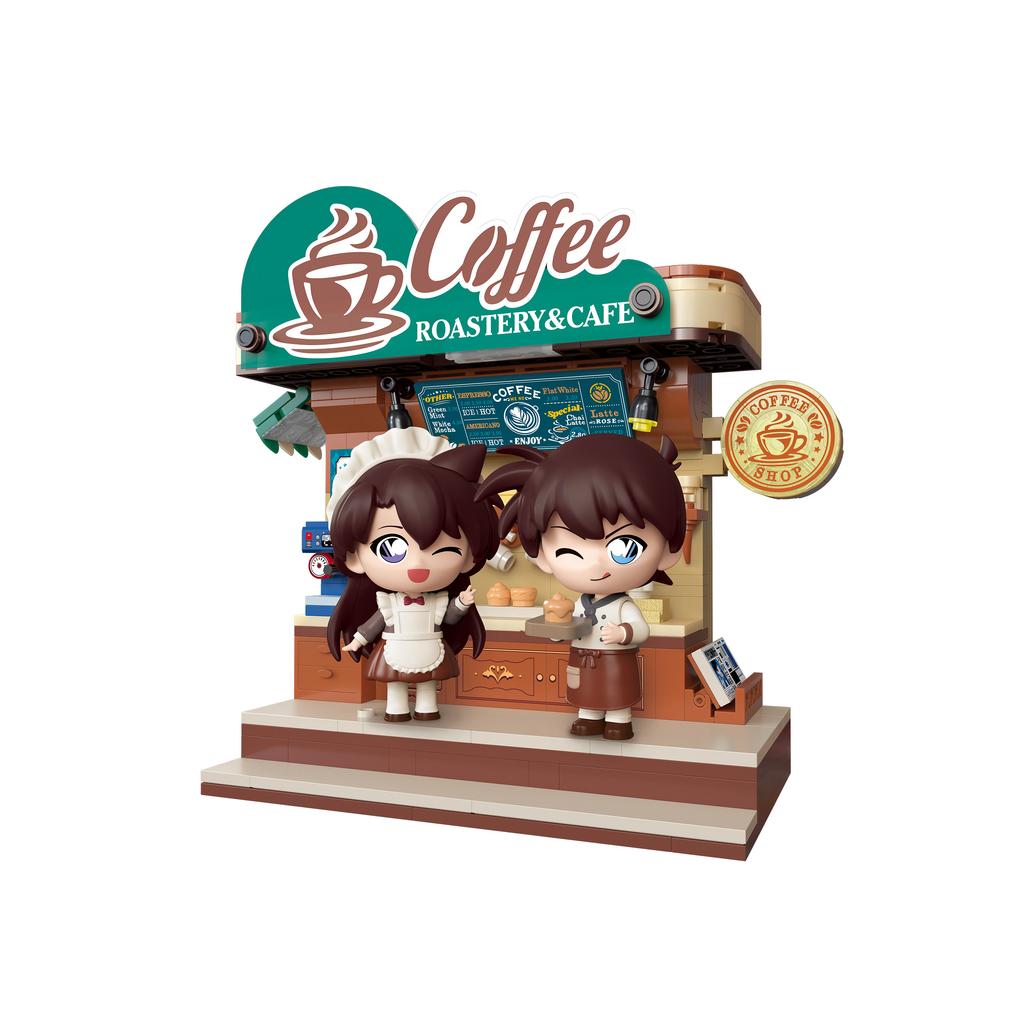 New Keeppley Building Blocks Detective Conan Series Coffee Shop Assembly 5-Piece Set Model Collection Accessories Toys Gifts