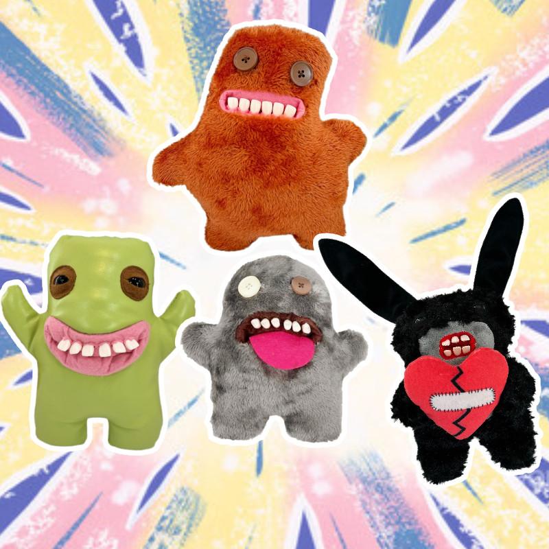 Adorable Plush Tooth Monster Doll Soft Toy In Black Green Brown And Gray For Christmas