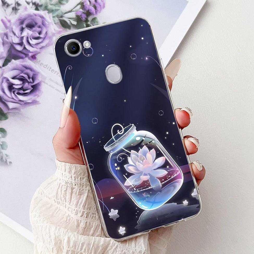 Clear For Oppo F7 Case Kawaii Cute Cat Fashion Flower Funny Luxury Painted Soft Back Cover For OppoF7 Phone Case CPH1821 CPH1819