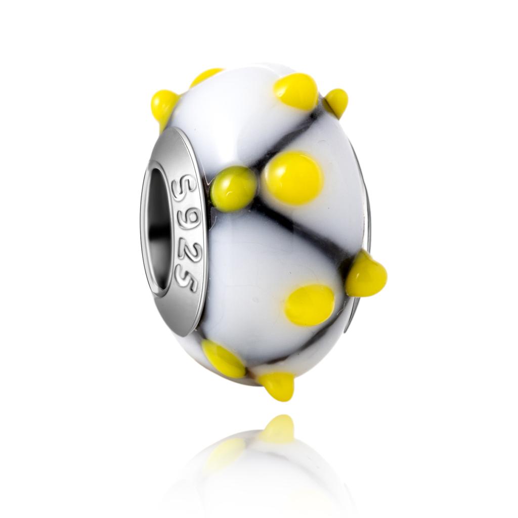 Murano Glass Collection Copper MultiColor Blue Bump Charm Fits Bracelets Women Exquisite Jewellery Accessories Gifts