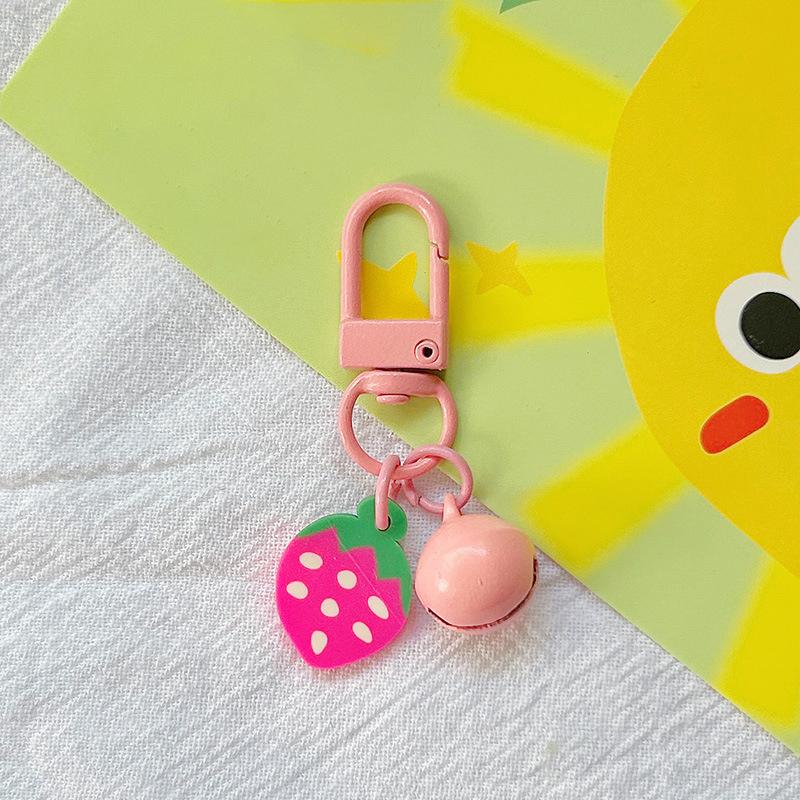 Cute Fruit Strawberry Grape Orange Pendant Keychain For Women Girls Candy Color Fruit Keyring Bag Decoration Accessories