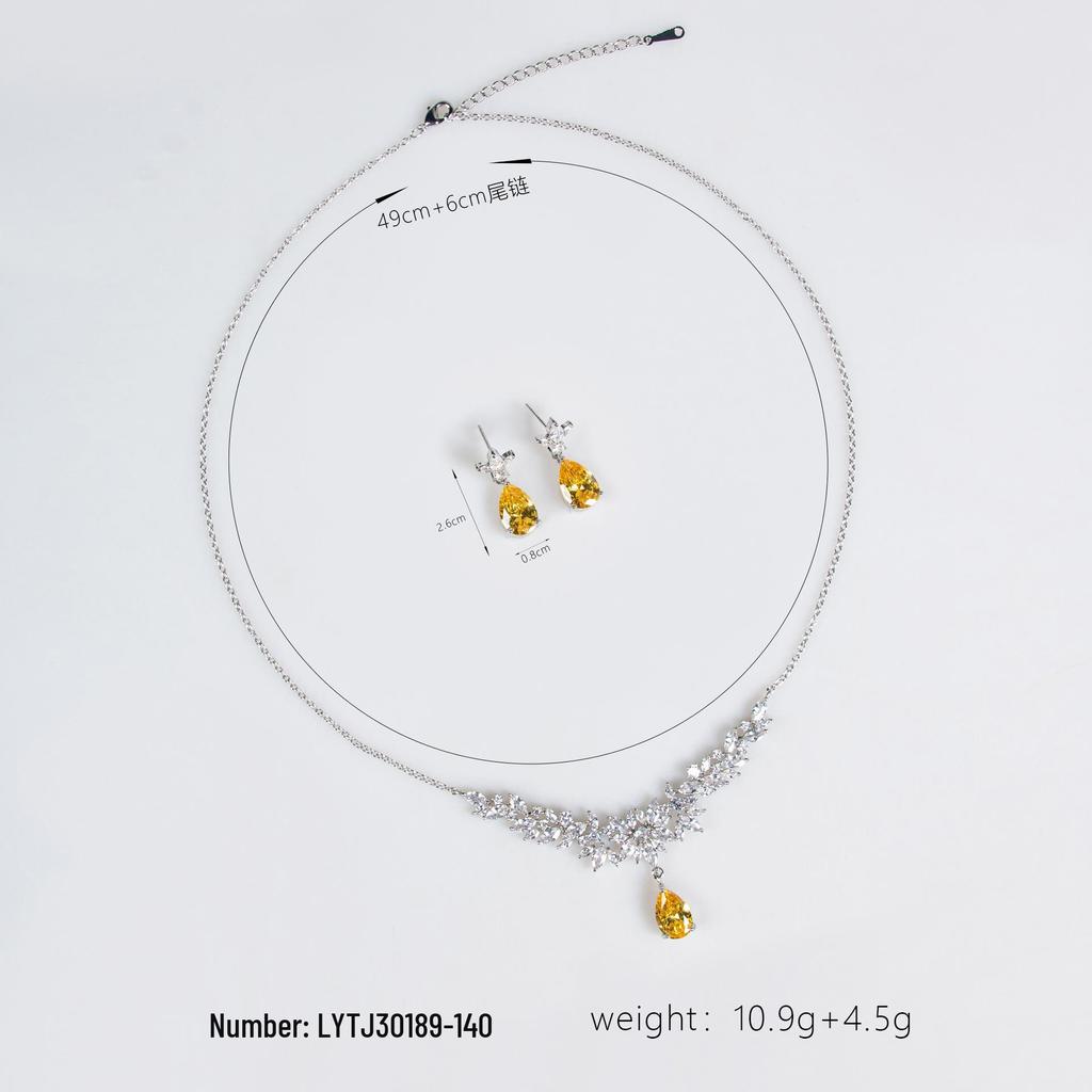 Elegant Zircon Necklace & Earrings Set for Brides