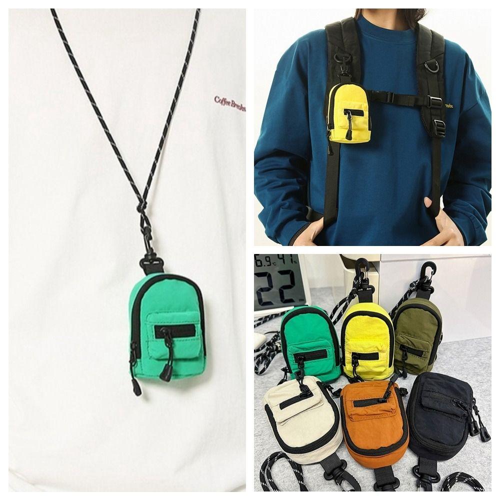 

Nylon Lanyard Shoulder Bag Multifunction Lipstick Earphone Bag Hanging Neck Coin Purse Streetwear зелений