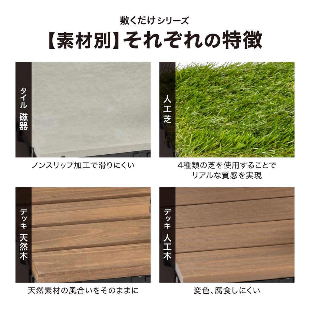 Takasho Garden Just Lay Dark Set of Just Lay Porcelain DIY Exterior Joint Tile Tile, Tile, Porcelain, Gray, 9, Deck, Tile, JBG-JCDG2/9S