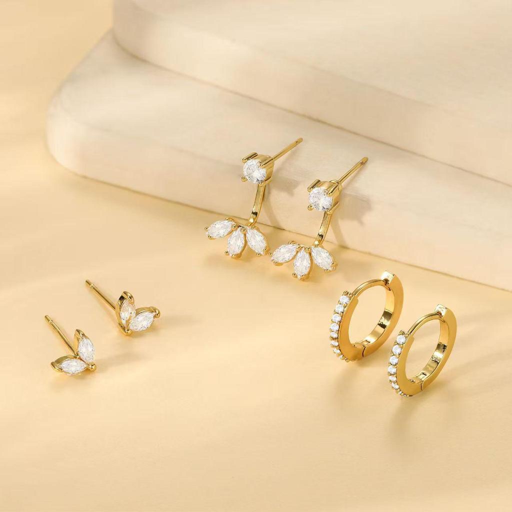 Versatile Leaf-shaped Zircon Earrings – Luxury Electroplated Design