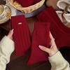 2 Pairs Thick Red Socks for Children, Wool Socks for Winter, Simple Rolled Edges, Mid-Calf Length, New Year Plush Socks