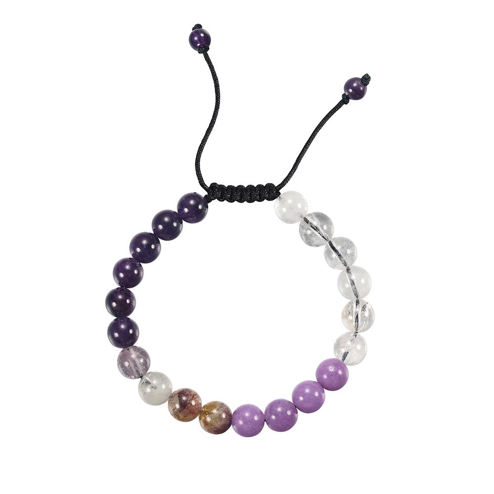 

EFFIE QUEEN Handmade Lucky Natural Stone Quartz Bracelet for Women Adjustable Amethyst Protection Vintage Bangles Gift GMB104