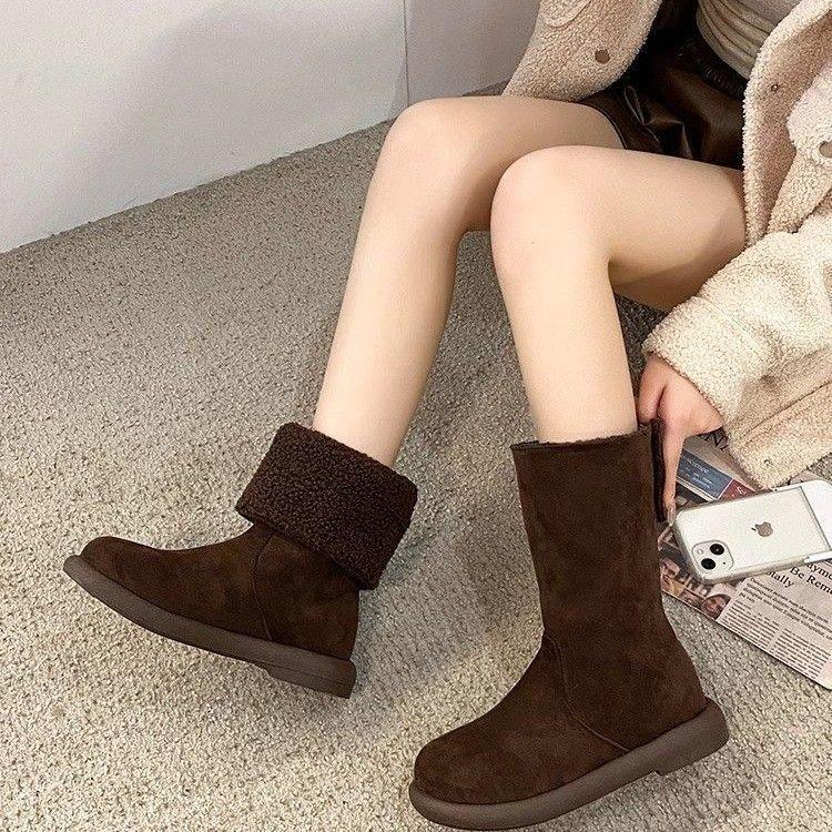 Fleece Thickened Comfortable Warm Snow Boots Suede Short Boots Thick Heel Sleeves Martin Boots Fashion Boots