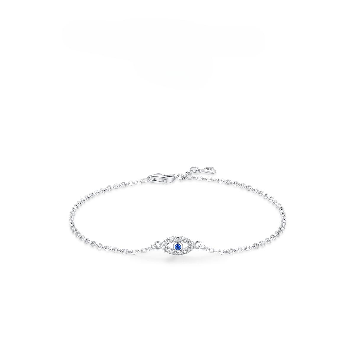 

Изысканный маленький браслет из стерлингового серебра S925 с голубыми глазами для женщин, простой темперамент, элегантный универсальный браслет в холодном стиле для женщин Adjustable size серебряный