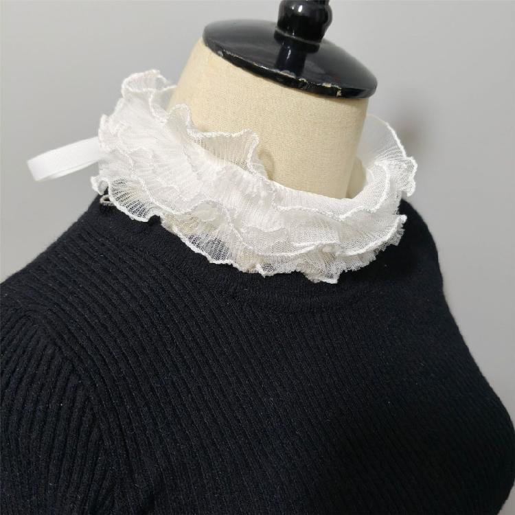 Vintage Neck Ruff Collar Victorian Layered Ruffled Mesh Choker with Ties Bandage for Women Girls Clothing Accessory
