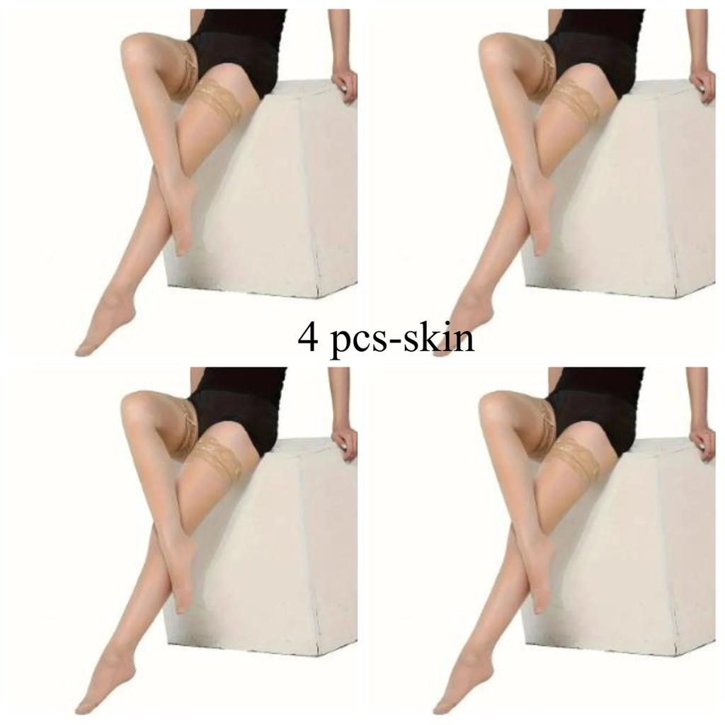1/4 Pairs Lace Trim Thigh High Stockings Smooth Over The Knee Socks Women'S Stockings & Hosiery
