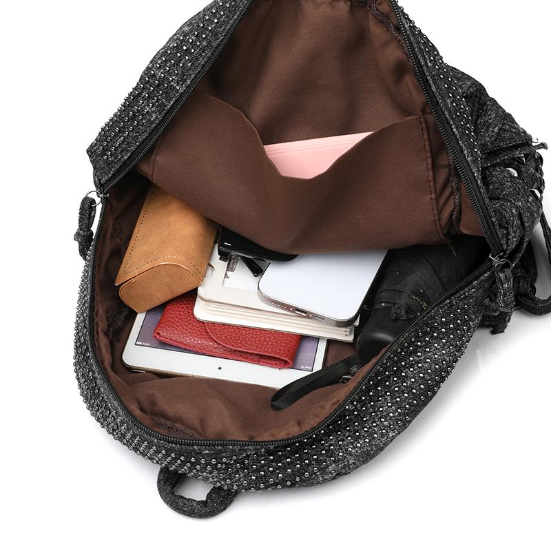 Denim Backpack Punk Rivet Backpack