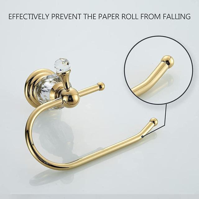 Luxury Crystal Bathroom Accessories Set Gold Polished Bath Hardware Set Wall Mounted Bathroom Products Basket Rack