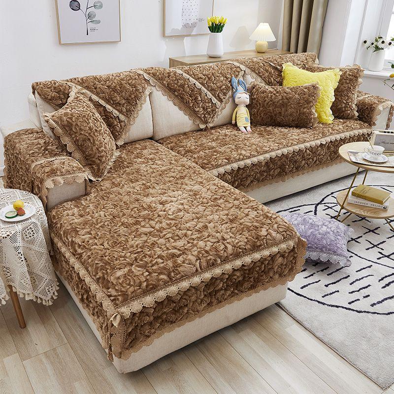 Plush Sofa Cushion Winter Antislip Cushion High-End Simple Plush Thickened Sofa Cover Four Seasons Universal Cover Cloth