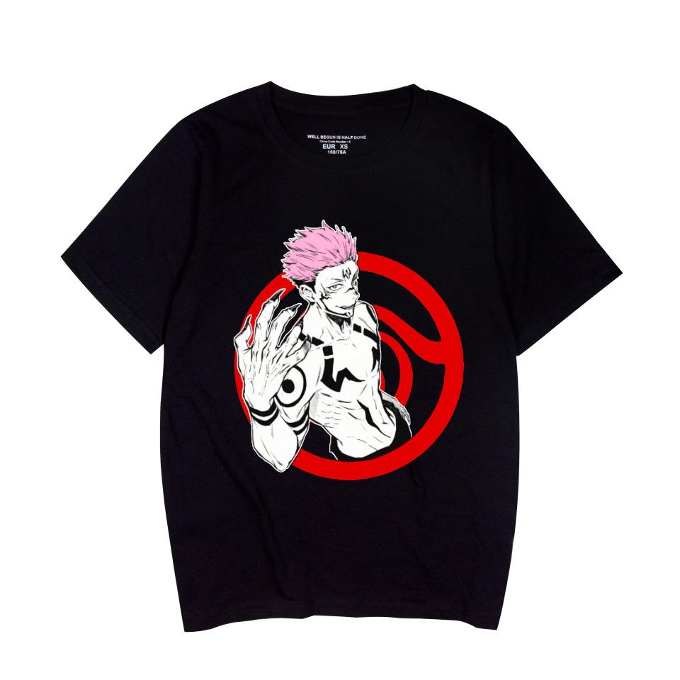 

Women/Men s Casual Jujutsu Kaisen Anime Printed Short Sleeve T-shirt Funny Tee Shirts O-neck Cool Tops XS чёрный